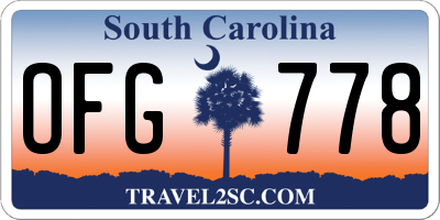SC license plate OFG778