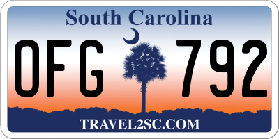 SC license plate OFG792
