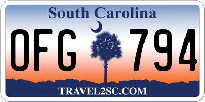 SC license plate OFG794