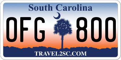 SC license plate OFG800