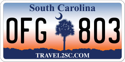 SC license plate OFG803
