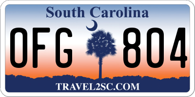 SC license plate OFG804