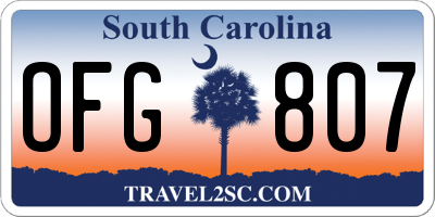 SC license plate OFG807