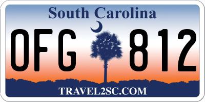 SC license plate OFG812