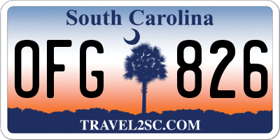 SC license plate OFG826