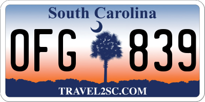 SC license plate OFG839
