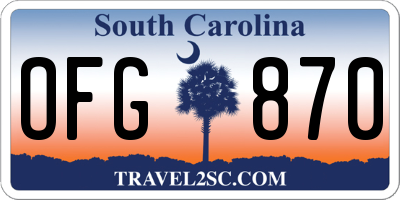 SC license plate OFG870
