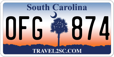 SC license plate OFG874