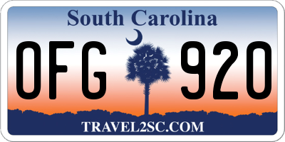 SC license plate OFG920