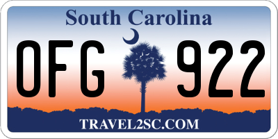 SC license plate OFG922