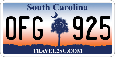 SC license plate OFG925