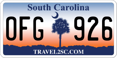 SC license plate OFG926