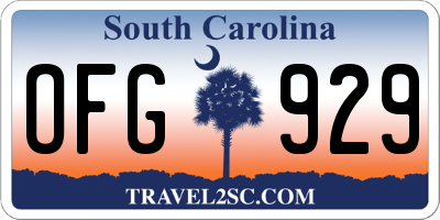 SC license plate OFG929