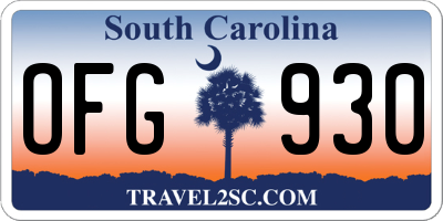 SC license plate OFG930