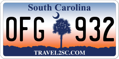 SC license plate OFG932