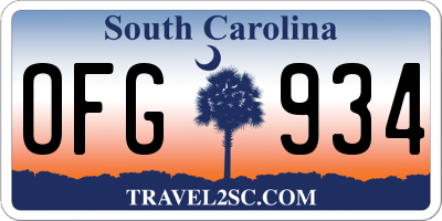 SC license plate OFG934