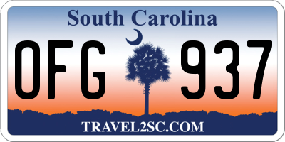 SC license plate OFG937