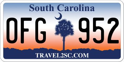 SC license plate OFG952