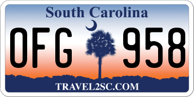 SC license plate OFG958