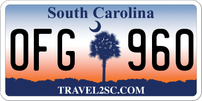 SC license plate OFG960
