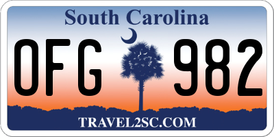 SC license plate OFG982