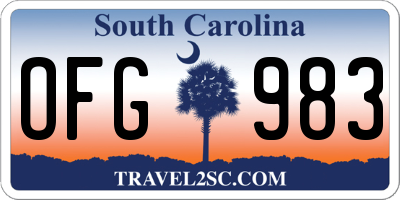 SC license plate OFG983