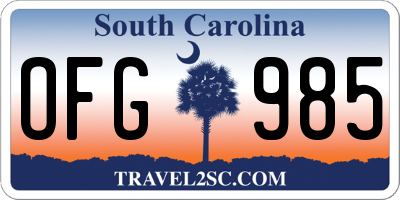 SC license plate OFG985