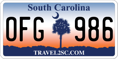 SC license plate OFG986