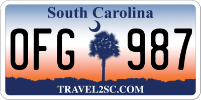 SC license plate OFG987