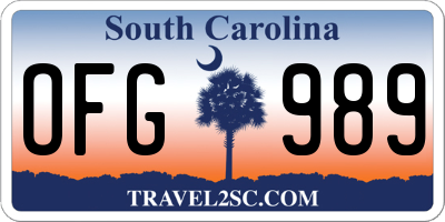 SC license plate OFG989