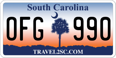 SC license plate OFG990