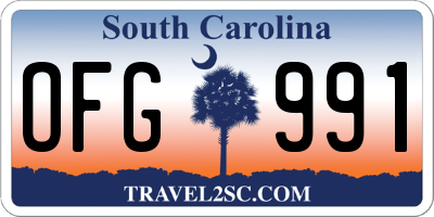 SC license plate OFG991