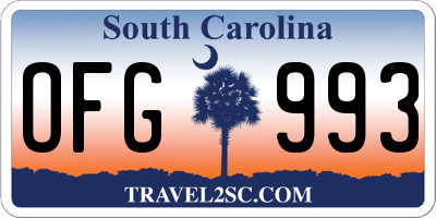 SC license plate OFG993