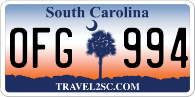 SC license plate OFG994