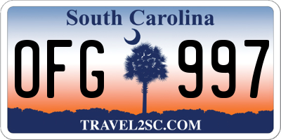 SC license plate OFG997