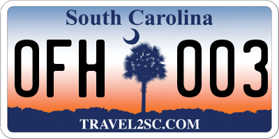 SC license plate OFH003