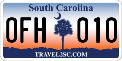 SC license plate OFH010