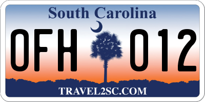 SC license plate OFH012