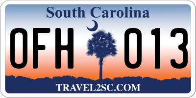 SC license plate OFH013