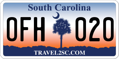 SC license plate OFH020