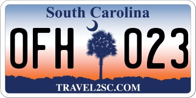 SC license plate OFH023