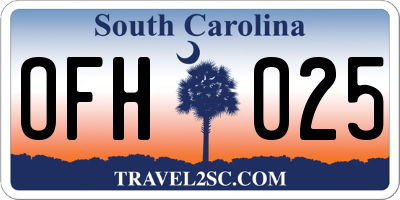 SC license plate OFH025