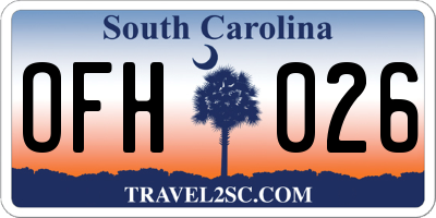 SC license plate OFH026