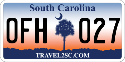 SC license plate OFH027