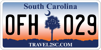 SC license plate OFH029