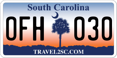 SC license plate OFH030