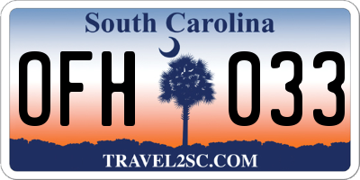 SC license plate OFH033