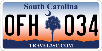 SC license plate OFH034