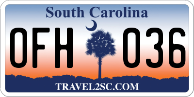 SC license plate OFH036