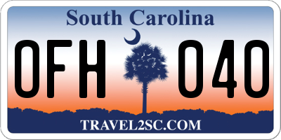 SC license plate OFH040